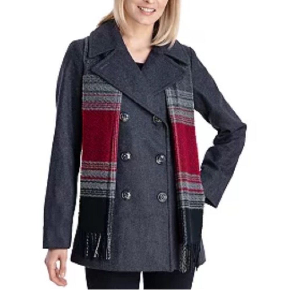 NWOT Michael Kors Charcoal Wool Blend Double Breasted Jacket&Coat L.